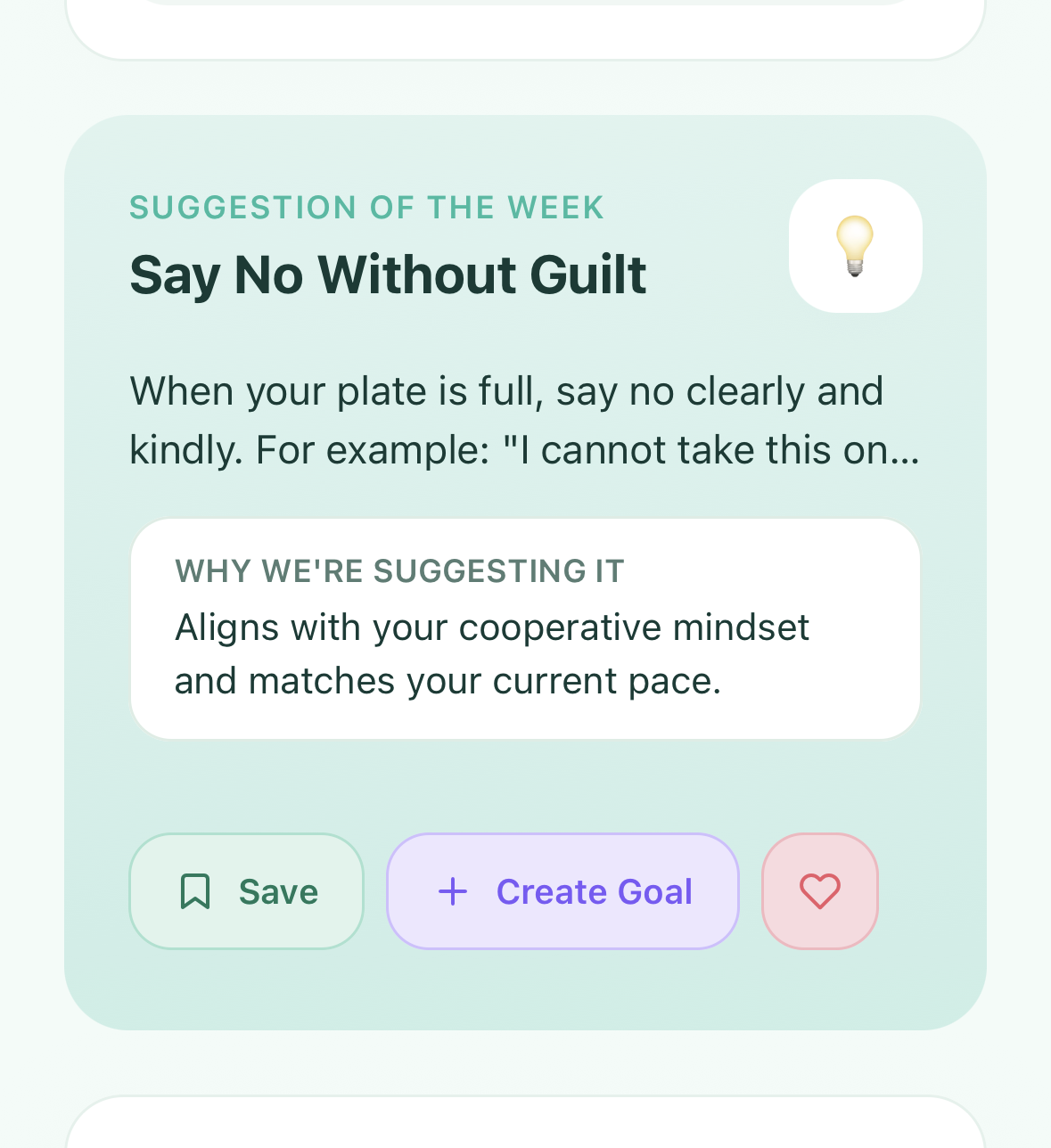 Example of weely suggestion